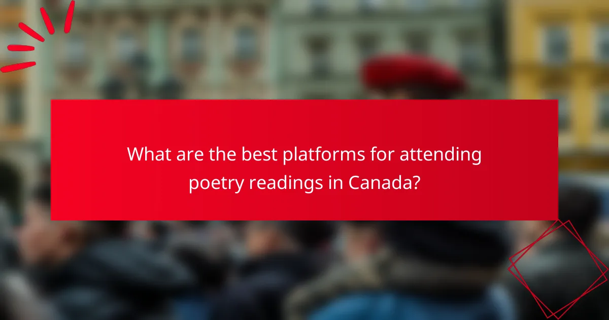 What are the best platforms for attending poetry readings in Canada?